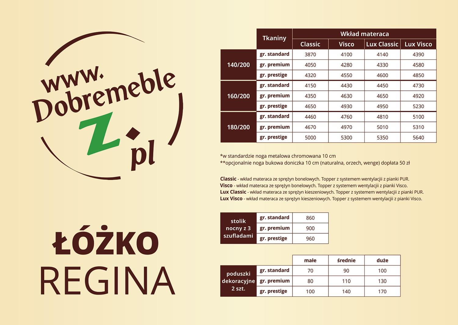 Łóżko systemowe Regina cennik